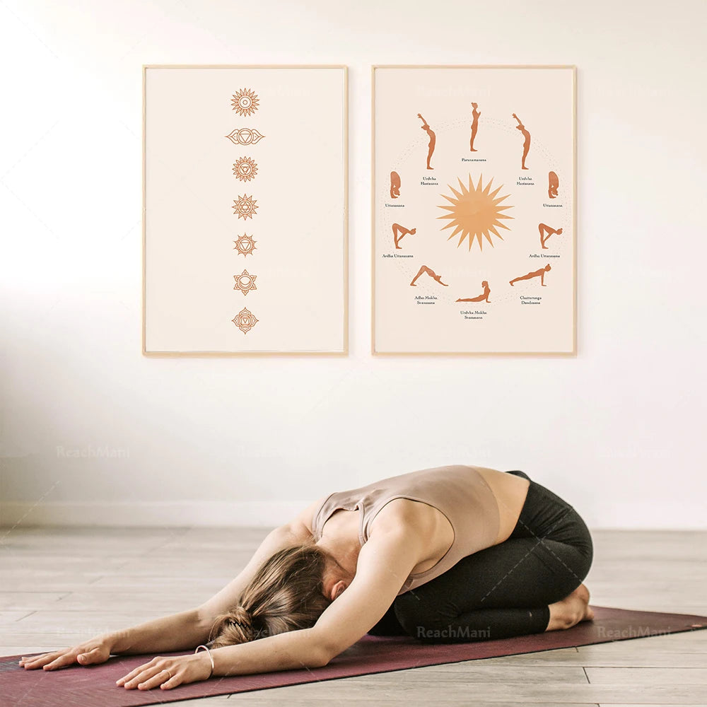 Surya Namaskar Sun Salutation Canvas