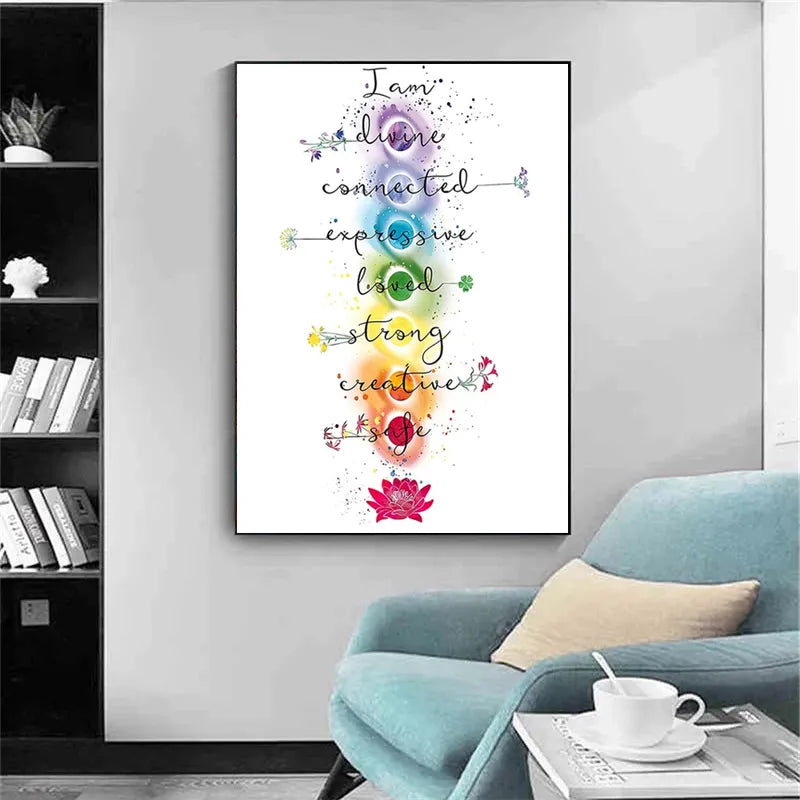 Seven Chakras Affirmations Canvas