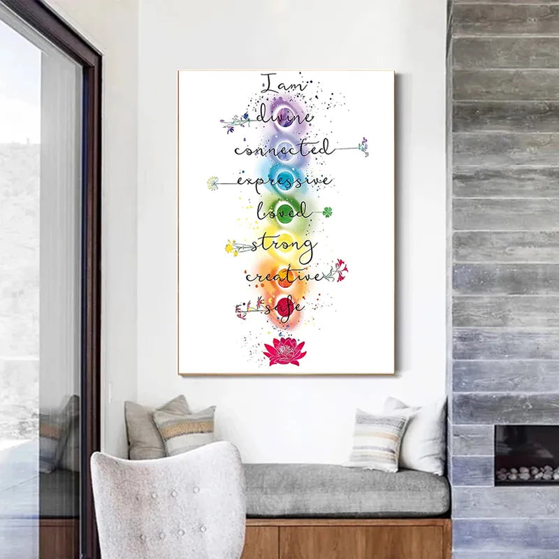 Seven Chakras Affirmations Canvas
