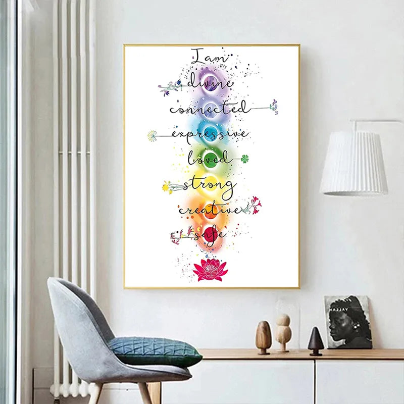 Seven Chakras Affirmations Canvas