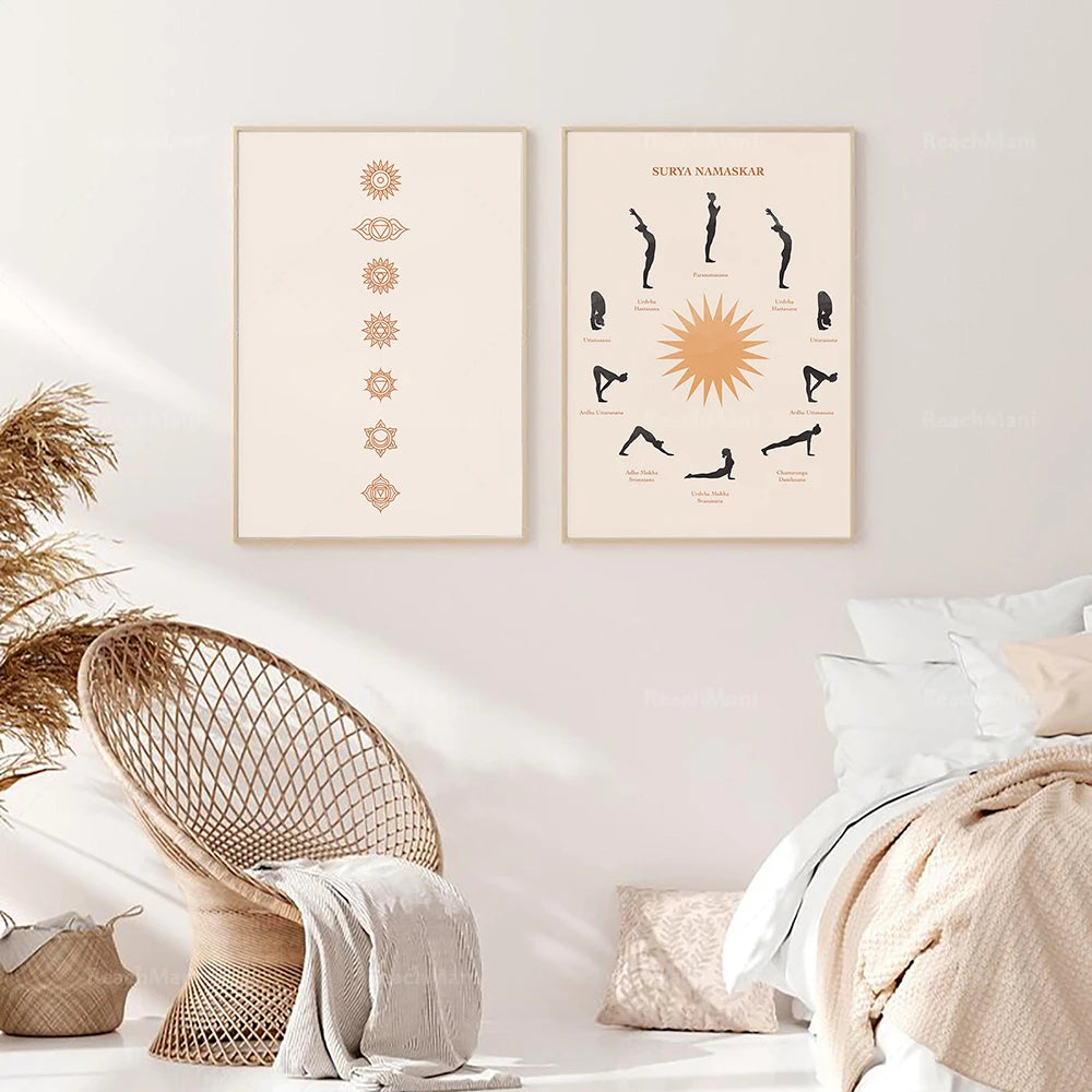 Surya Namaskar Sun Salutation Canvas